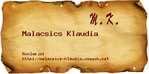 Malacsics Klaudia névjegykártya